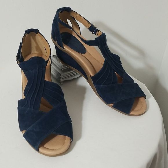 Earth Shoes - Earth Wedge Sandal Navy  c2s1-23